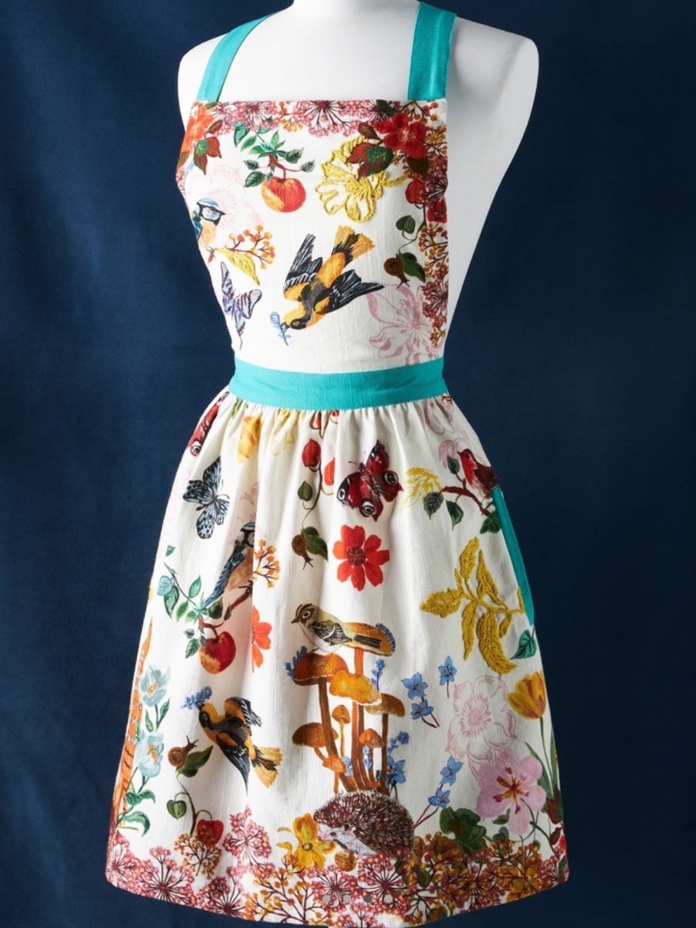Anthro Nathalie Lete Botanical Bird Print Embroidered Apron - Picture 2 of 16